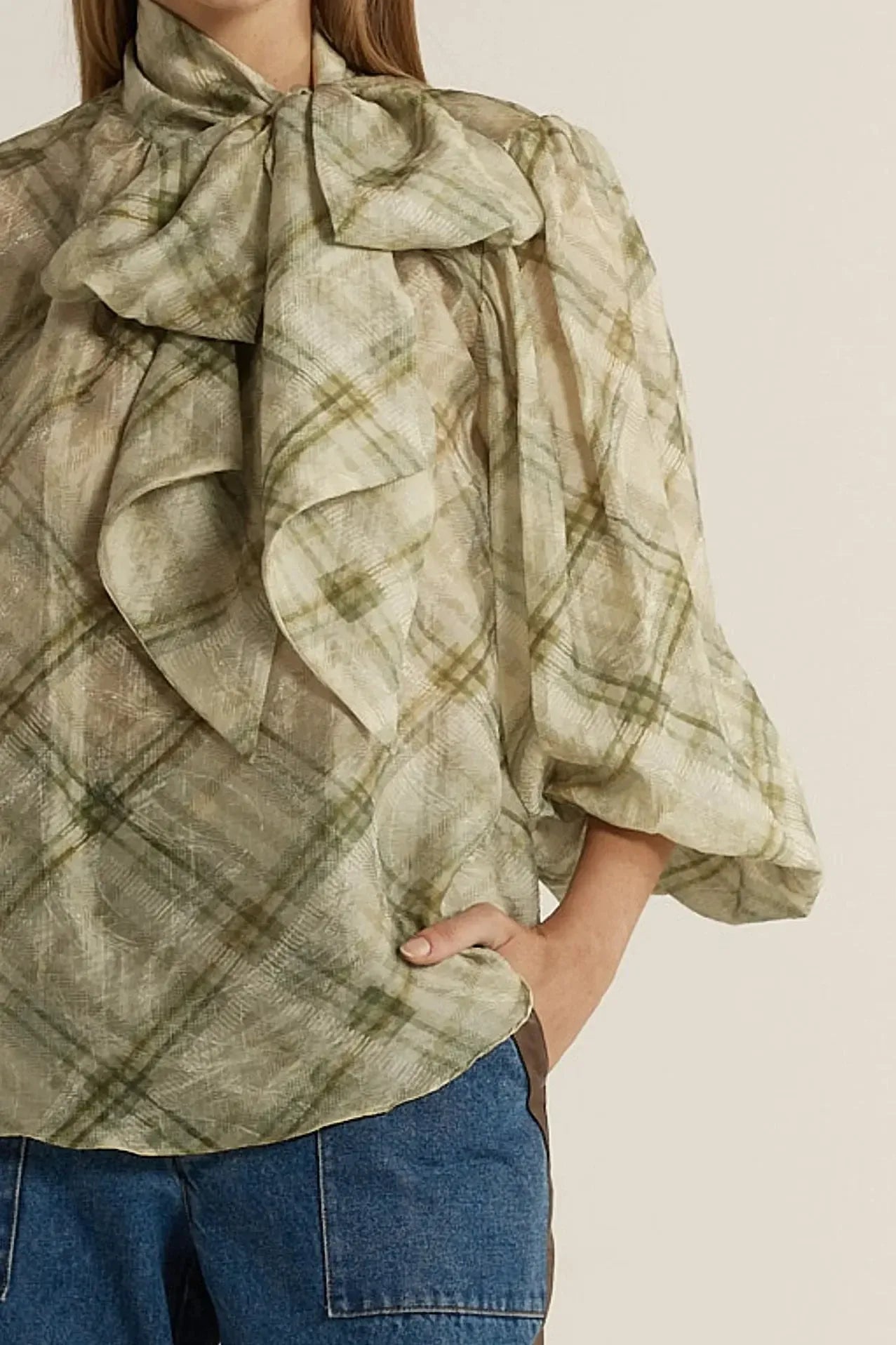 Eve Pussybow Blouse - Moss-Tops-Fate + Becker-The Bay Room