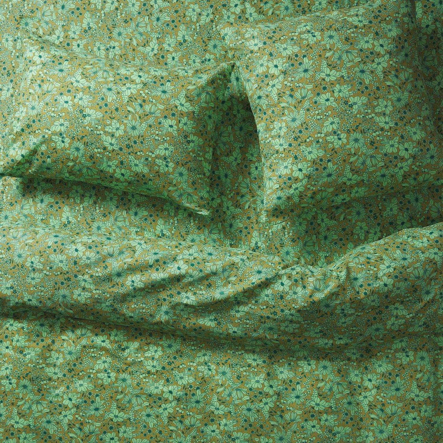 Evette Cotton Euro Pillowcase Set - Olive-Soft Furnishings-Sage & Clare-The Bay Room