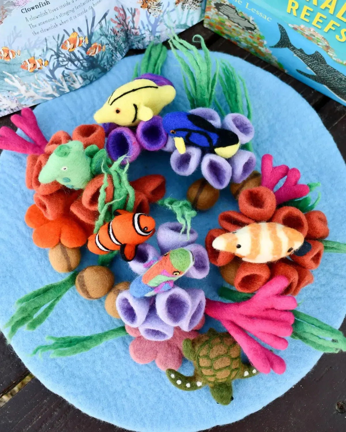 Felt Coral Reef Fish Toys Set with Coral Reef Play Mat-Toys-Tara Treasures-The Bay Room