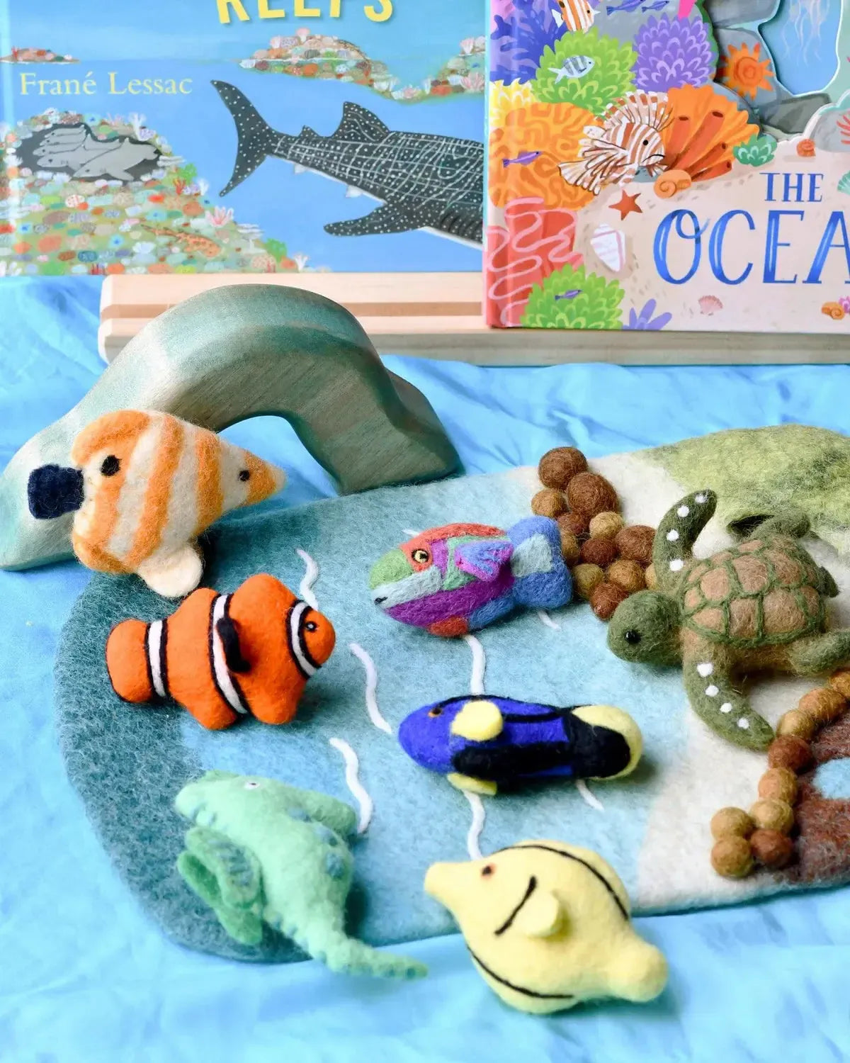 Felt Coral Reef Fish Toys Set with Coral Reef Play Mat-Toys-Tara Treasures-The Bay Room