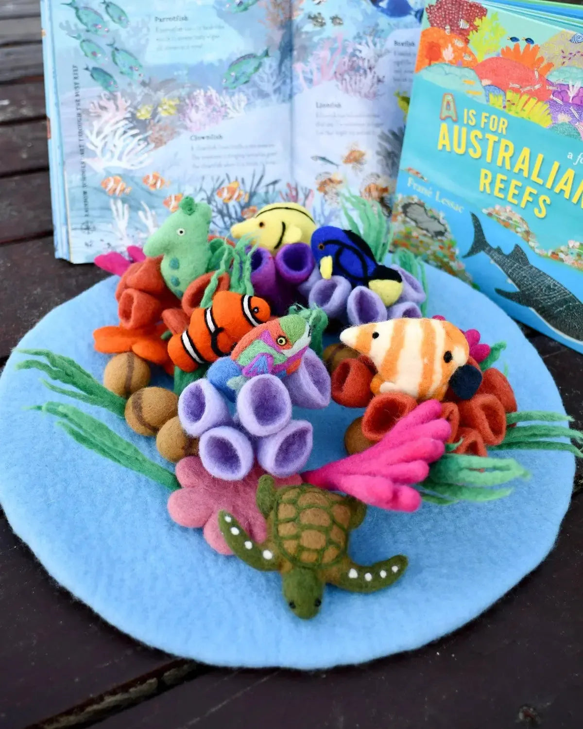 Felt Coral Reef Fish Toys Set with Coral Reef Play Mat-Toys-Tara Treasures-The Bay Room