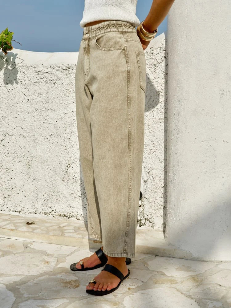 Fiora Barrel Leg Jean - Parchment