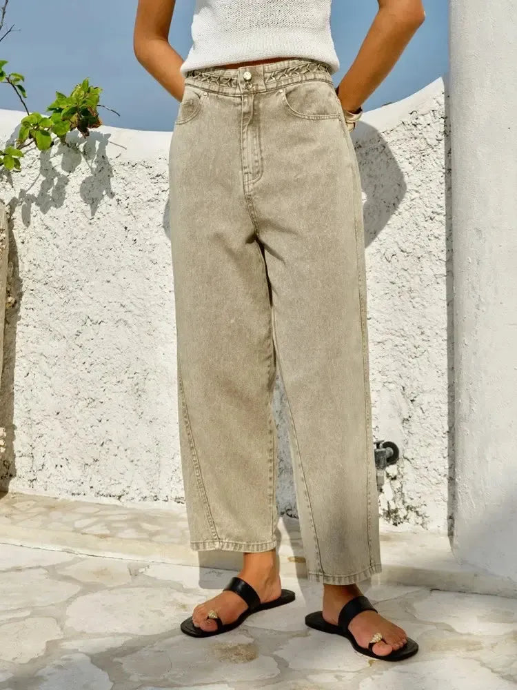 Fiora Barrel Leg Jean - Parchment-Jeans-Fate + Becker-The Bay Room