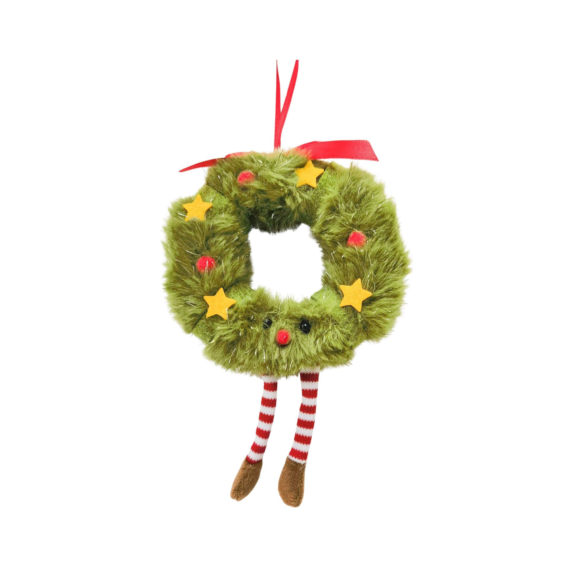 Fluffy Wreath Hanging Decoration Green-Christmas-Urban Products-The Bay Room