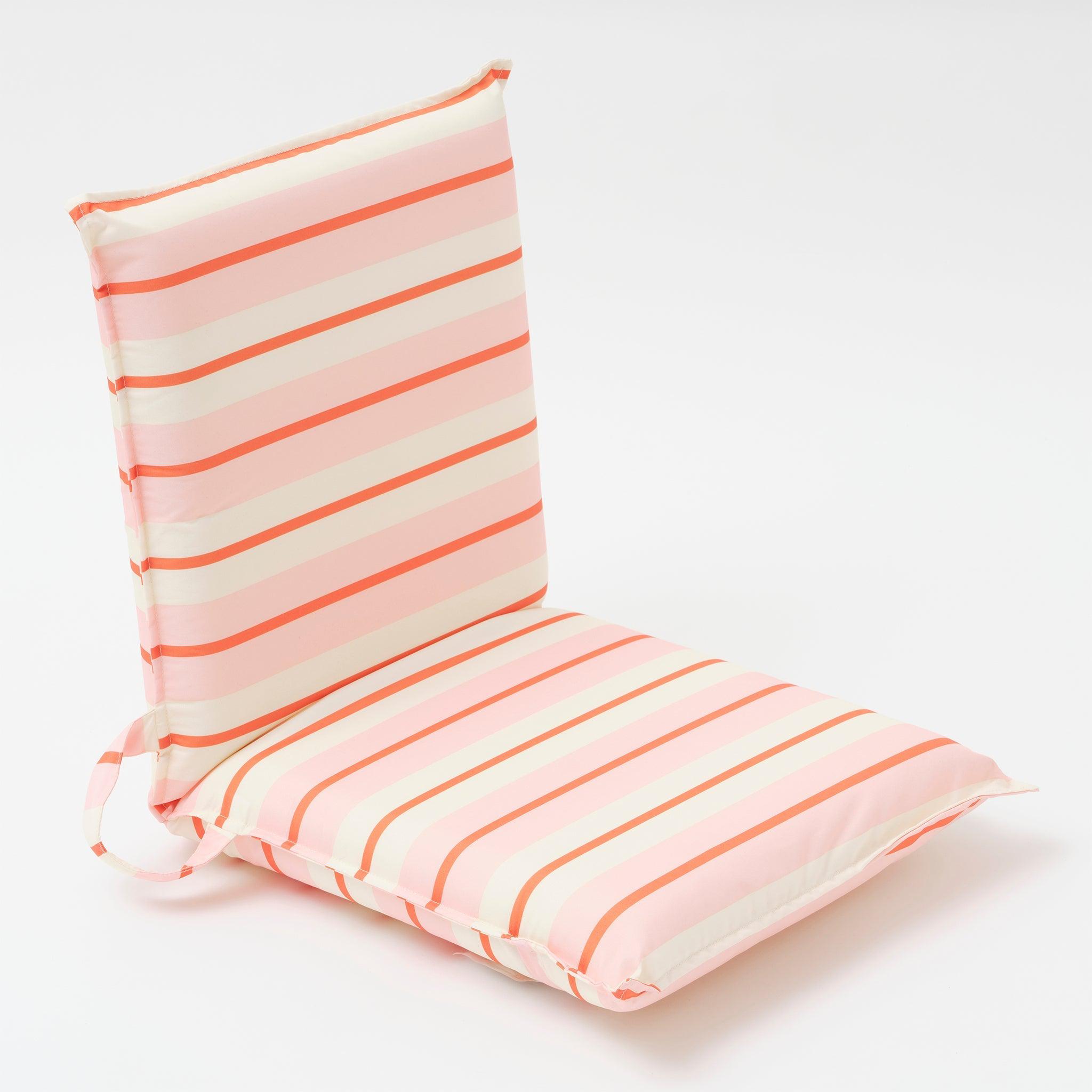 Folding Seat Summer Stripe Strawberry Sorbet-Travel & Outdoors-Sunny Life-The Bay Room