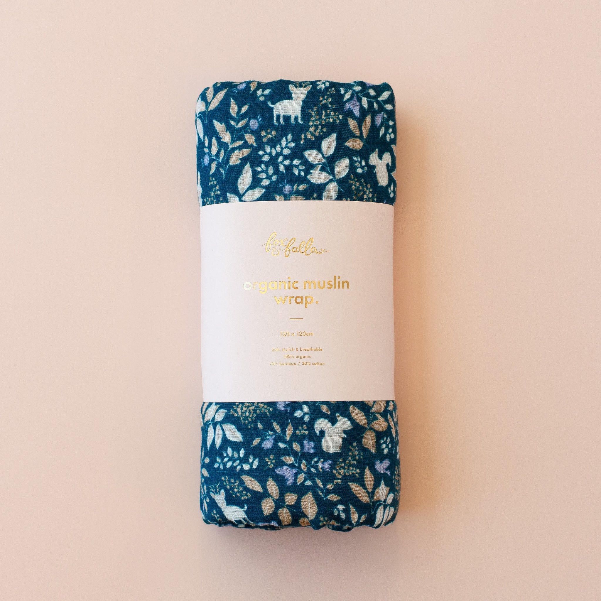 Forest Friends Midnight/Cornflower Organic Muslin Wrap Set-Nursery & Nurture-Fox & Fallow-The Bay Room