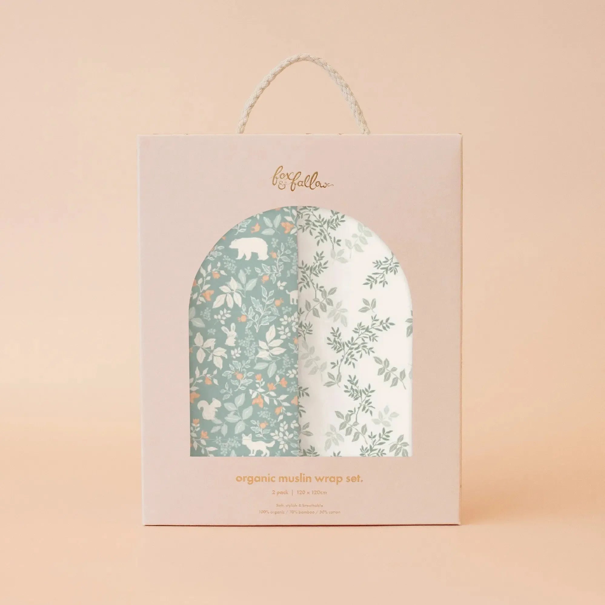 Forest Friends Sage/Cypress Organic Muslin Wrap Set-Nursery & Nurture-Fox & Fallow-The Bay Room
