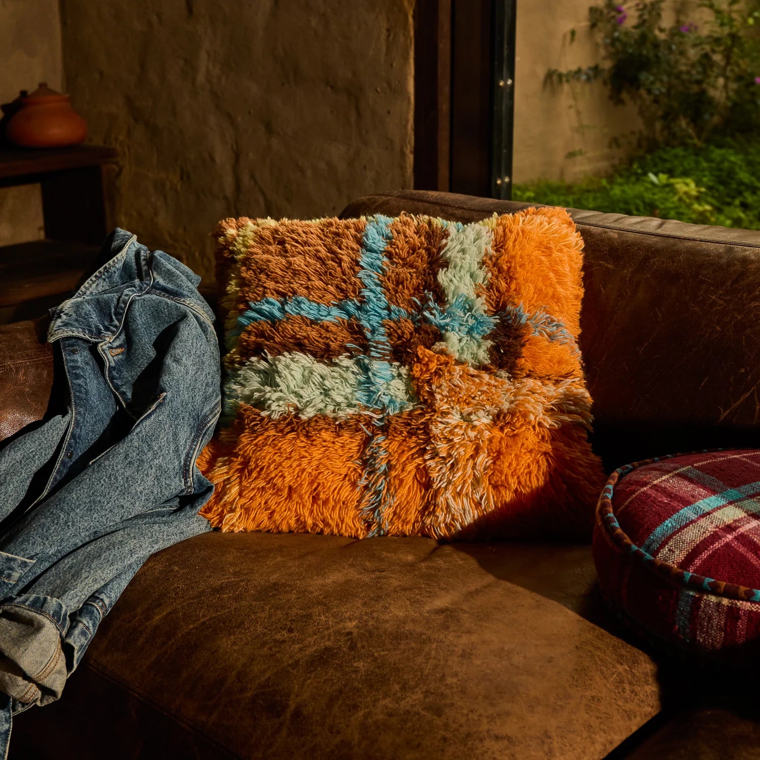 Frances Shag Cushion - Sable-Soft Furnishings-Sage & Clare-The Bay Room