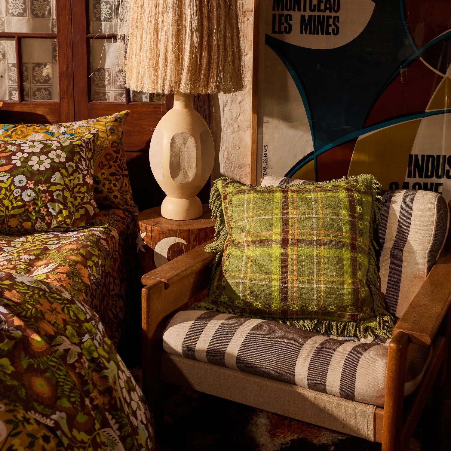 Frances Woven Cushion - Moss-Soft Furnishings-Sage & Clare-The Bay Room
