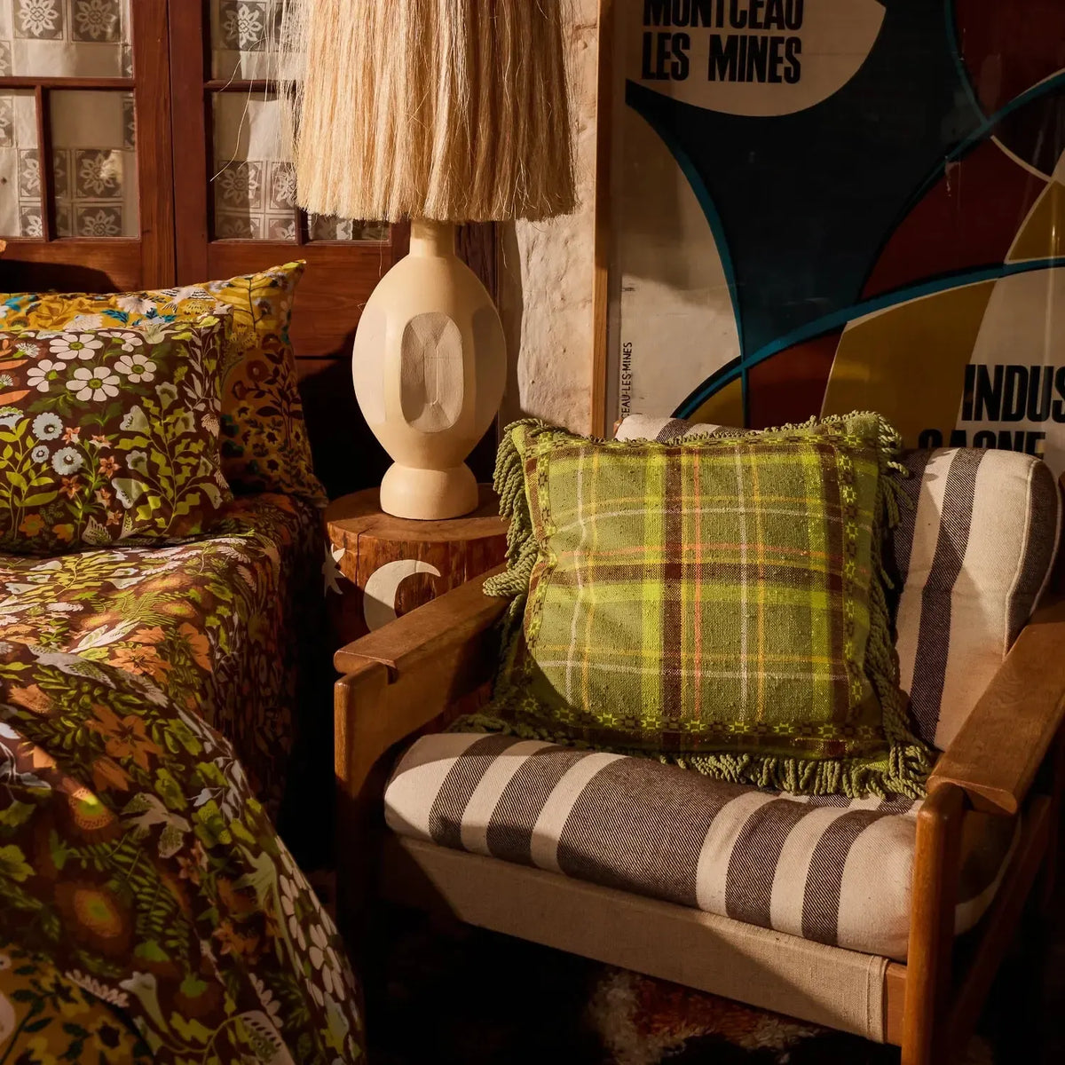 Frances Woven Cushion - Moss-Soft Furnishings-Sage & Clare-The Bay Room