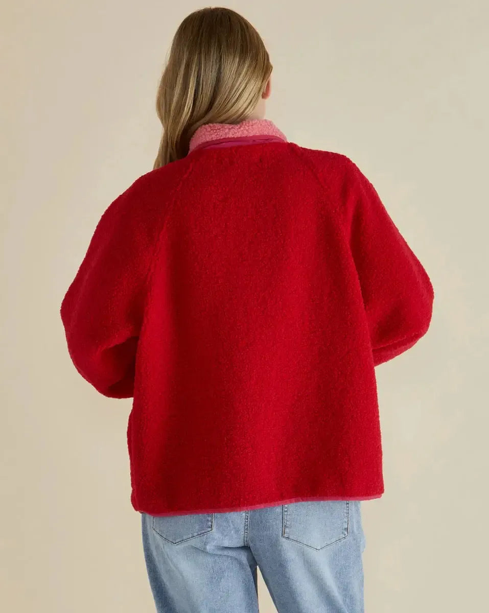 Franklin Fleecy Jacket - Pink/Red-Jackets, Coats & Vests-Betty Basics-The Bay Room