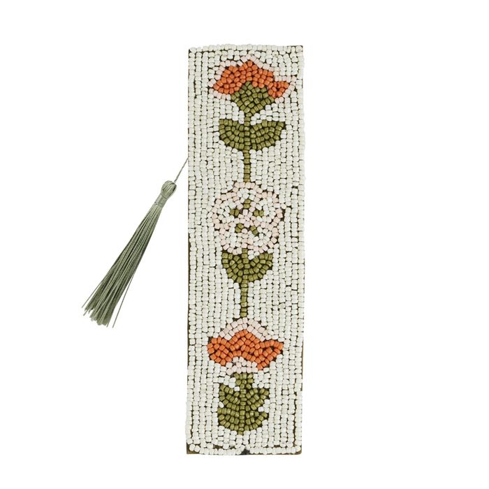 Freya Beaded Bookmark 5x20cm Green/Coral-Journals, Books & Calendars-Coast To Coast Home-The Bay Room
