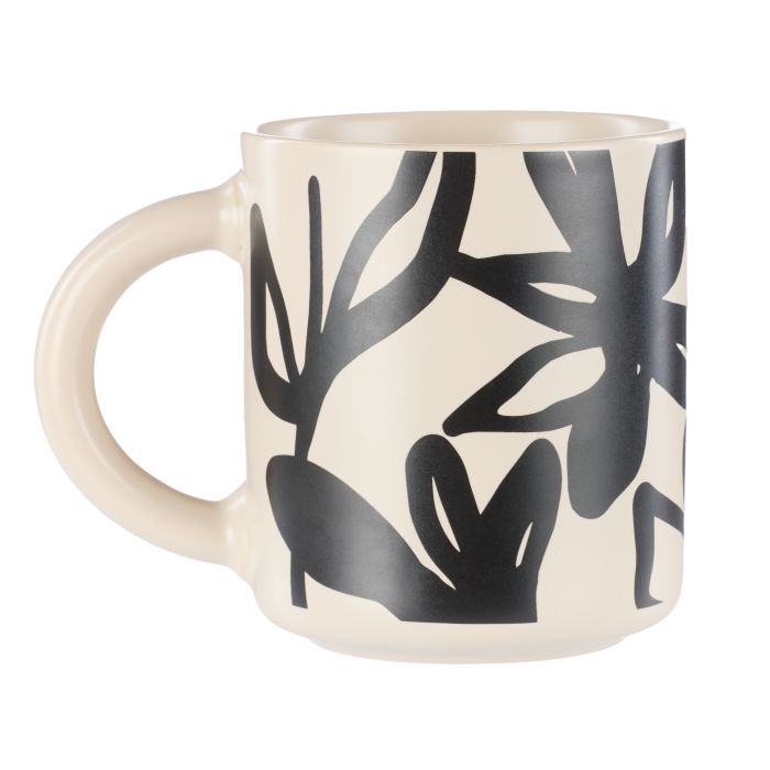 Freya Mug & Side Plate Set 12x9x10cm Oat & Black-Dining & Entertaining-Leaf & Bean-The Bay Room