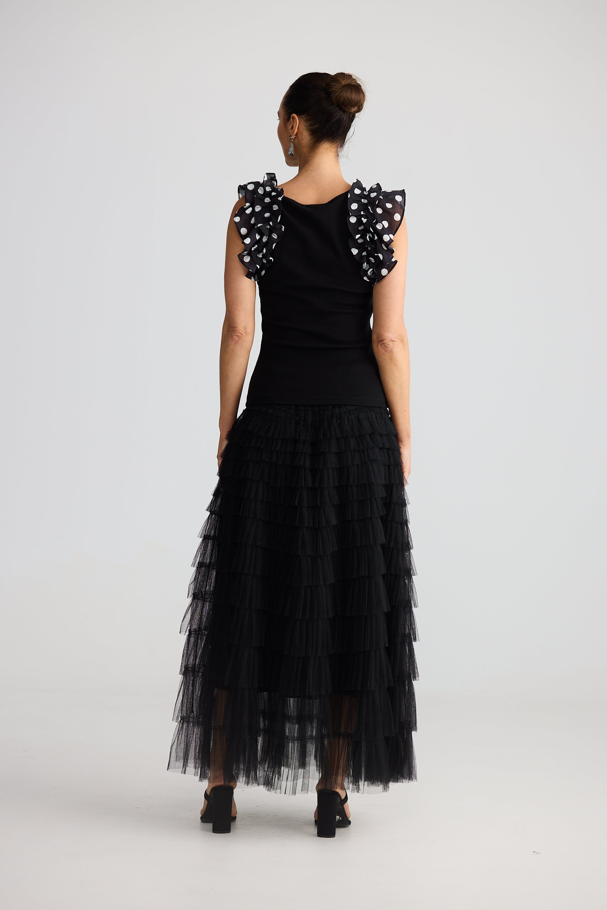 Frills Tank - Black/Spot-Tops-Brave & True-The Bay Room