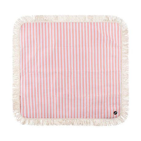 Fringed Medium Picnic Mat Coral Stripe-Travel & Outdoors-Kollab-The Bay Room