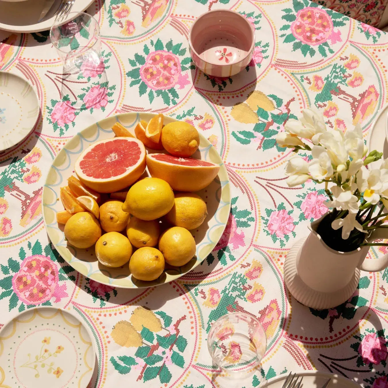 Fringed Tablecloth Needlepoint Garden-Travel & Outdoors-Kollab-The Bay Room