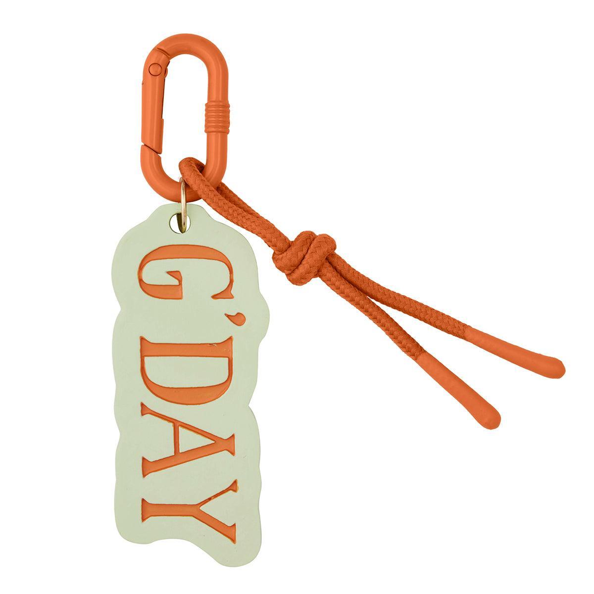 G'Day Resin Key Ring 7x3cm Mint/Orange-Keyrings-Coast To Coast Home-The Bay Room