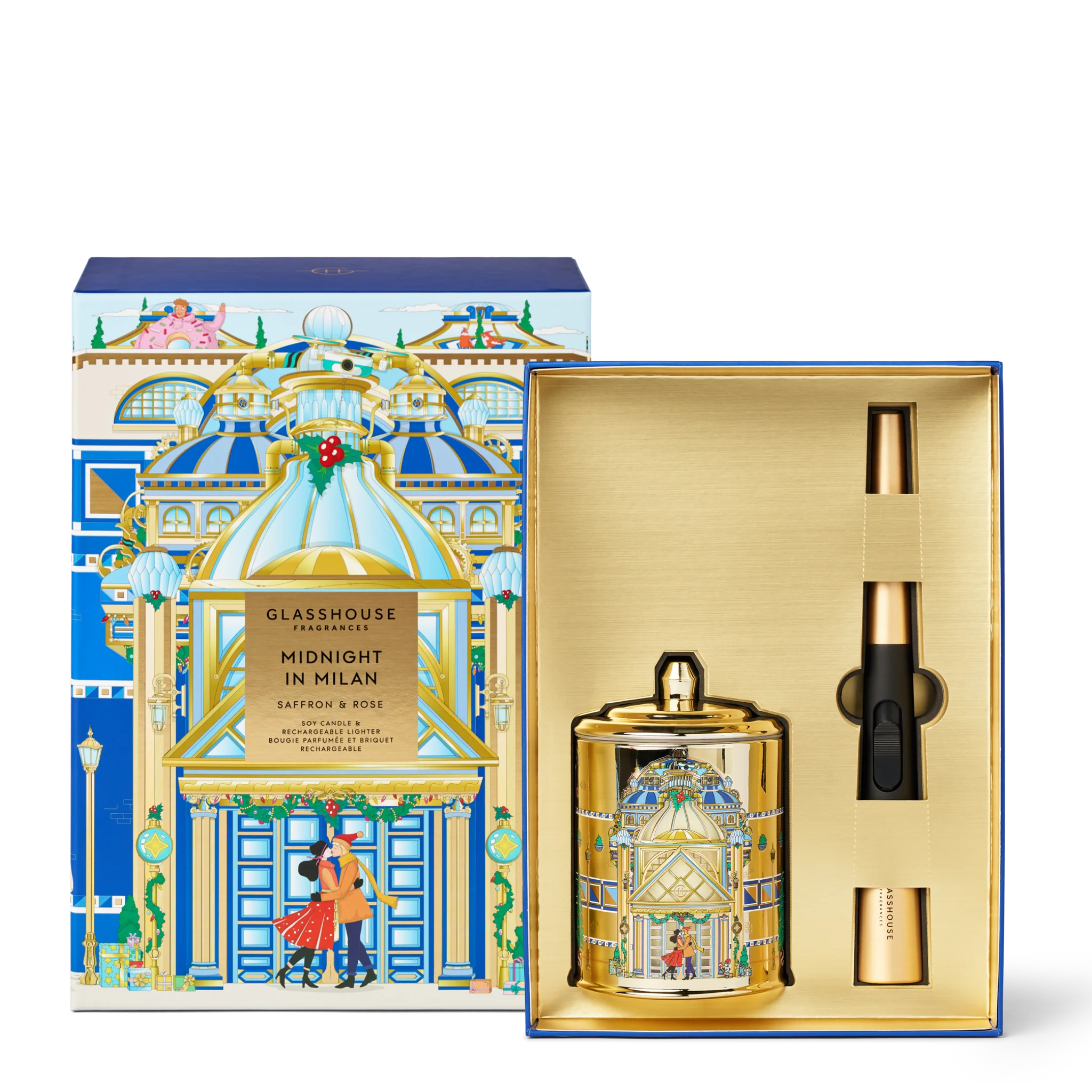 380g Candle & USB Lighter - Candle & Care Gift Set -  Midnight In Milan