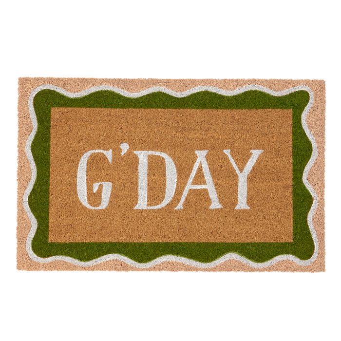 G'day PVC Back Coir Mat 50x80cm Pink/Geen-Floor Rugs & Doormats-Coast To Coast Home-The Bay Room