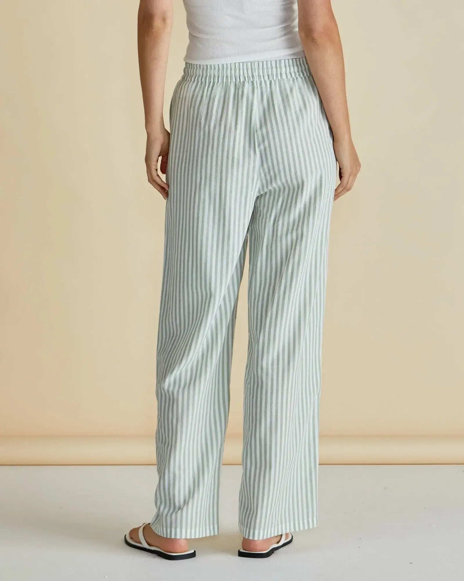 Georgie Pants - Green Stripe-Pants-Betty Basics-The Bay Room