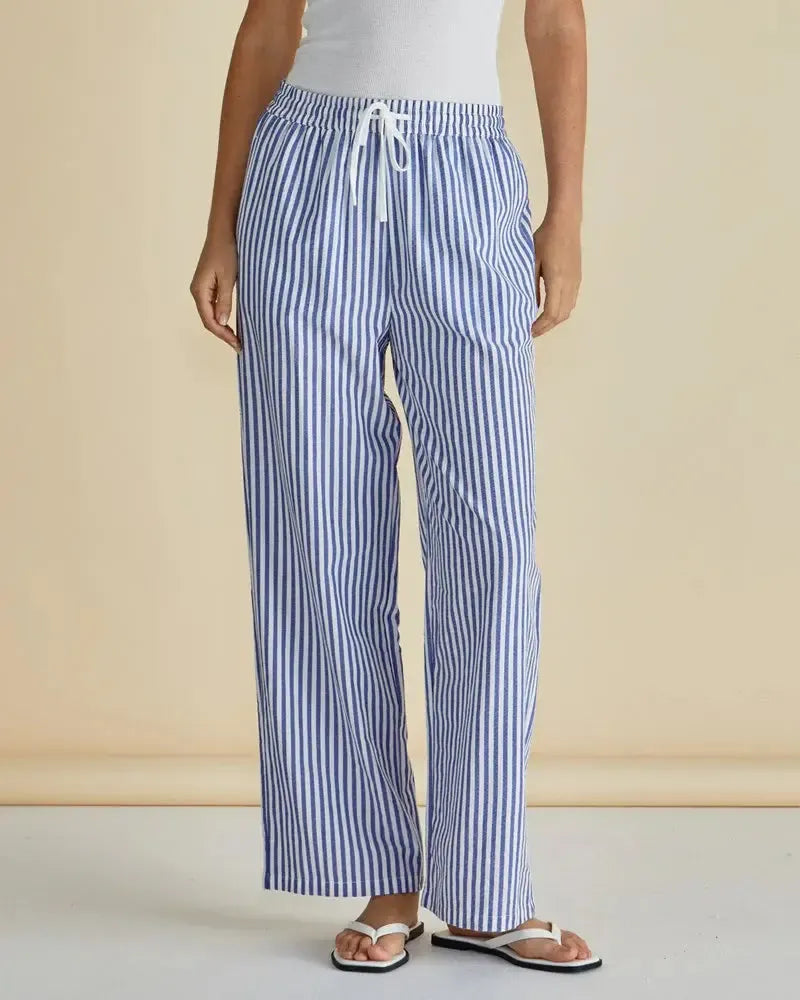 Georgie Pants - Navy Stripe-Pants-Betty Basics-The Bay Room