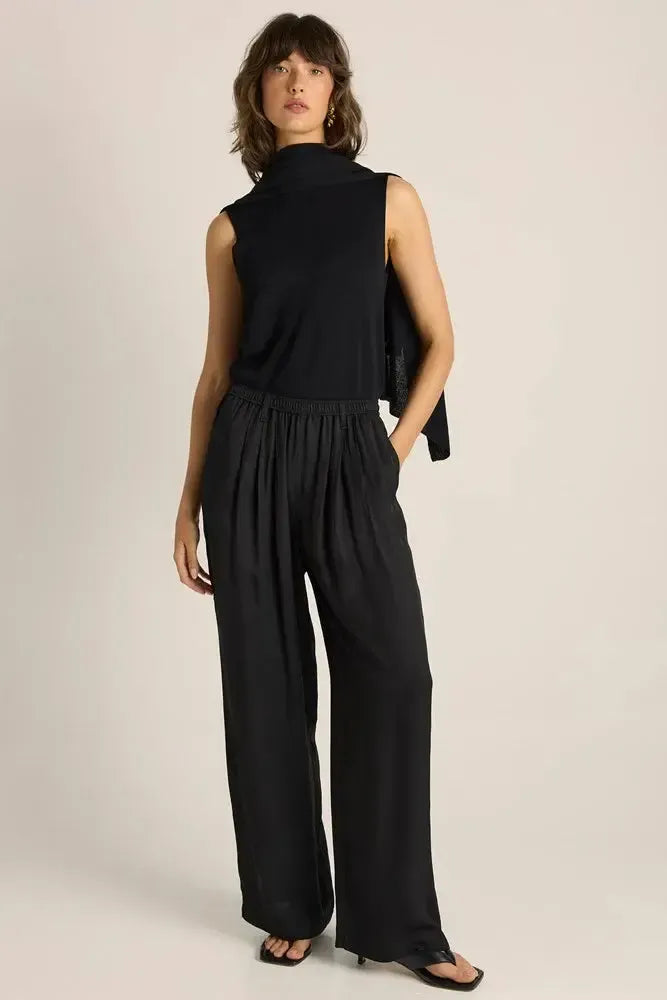Gianna Acetate Pant - Black-Pants-Fate + Becker-The Bay Room