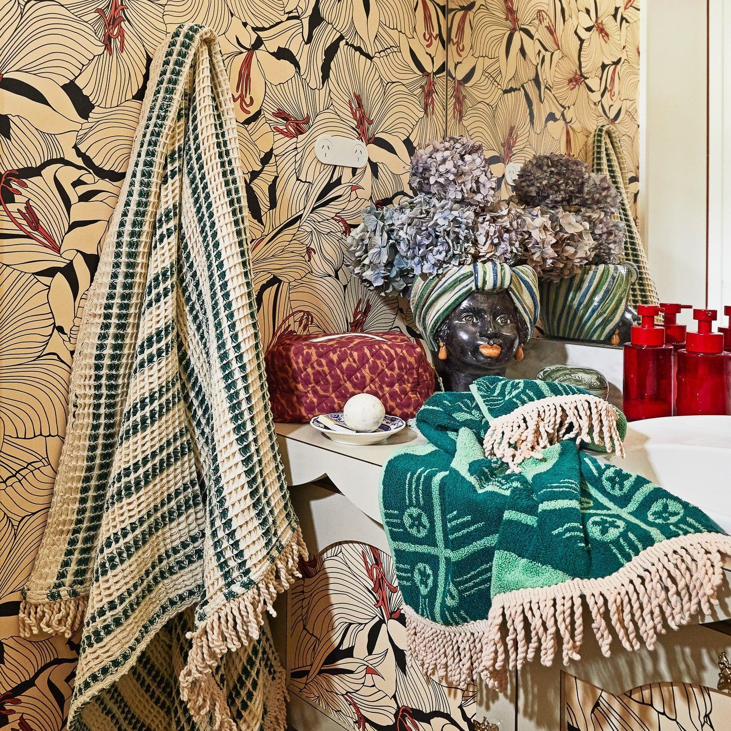 Gigi Hand Towel - Emerald-Soft Furnishings-Sage & Clare-The Bay Room