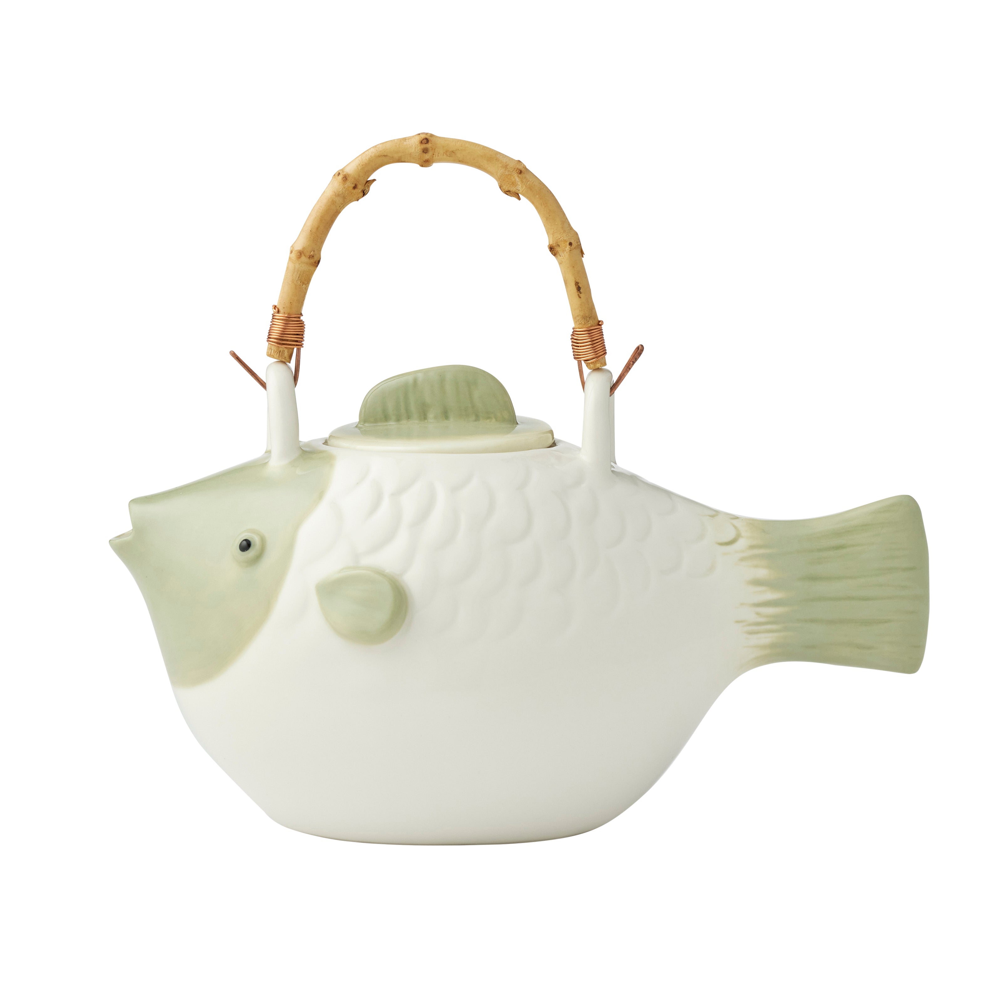 Gill Ceramic Teapot 24x13x13.5cm White/Sage-Dining & Entertaining-Coast To Coast Home-The Bay Room
