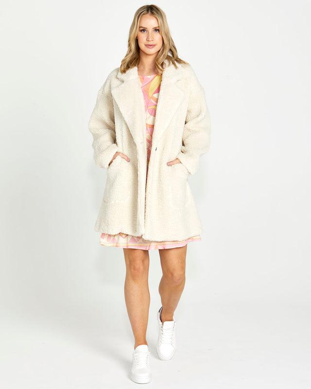 Gina Sherpa Raglan Sleeve Coat - Cream-Jackets, Coats & Vests-SASS-The Bay Room