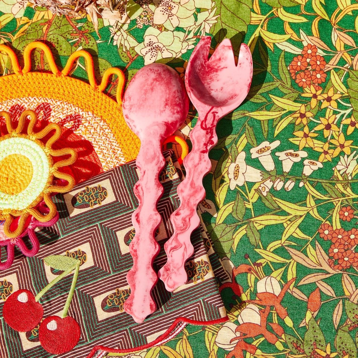 Gisele Salad Servers - Crimson-Dining & Entertaining-Sage & Clare-The Bay Room