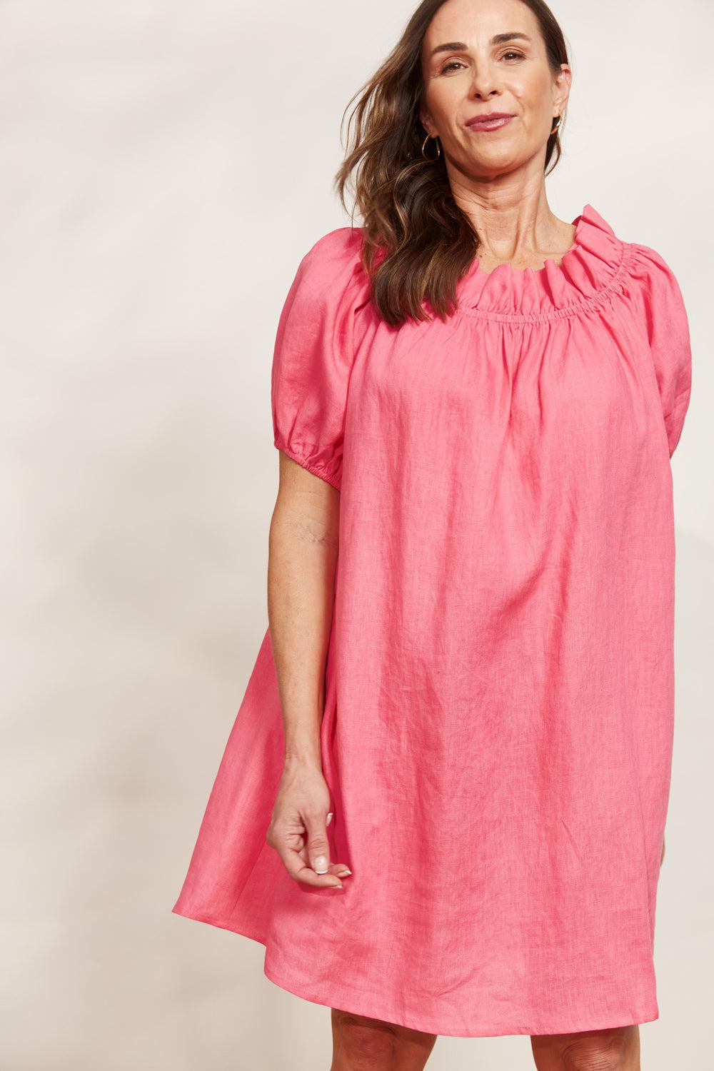 Halcyon Ruched Dress - Musk-Dresses-Eb & Ive-The Bay Room