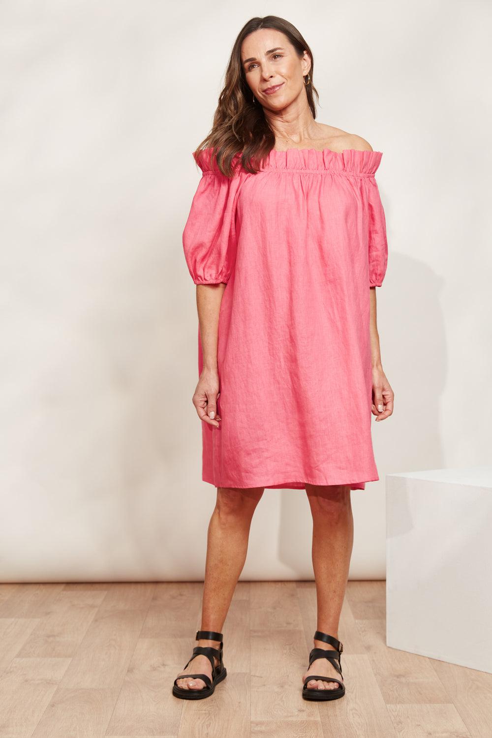 Halcyon Ruched Dress - Musk-Dresses-Eb & Ive-The Bay Room