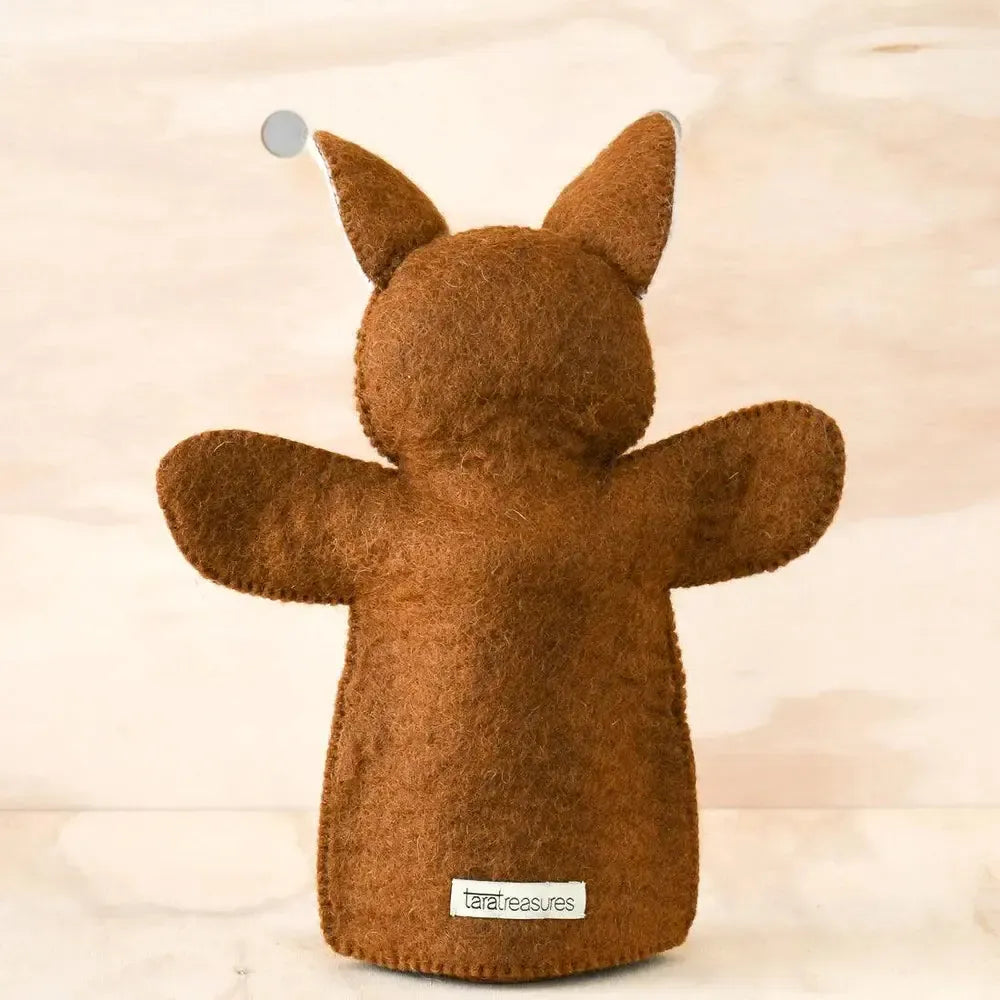 Hand Puppet - Brown Kangaroo with Joey-Toys-Tara Treasures-The Bay Room