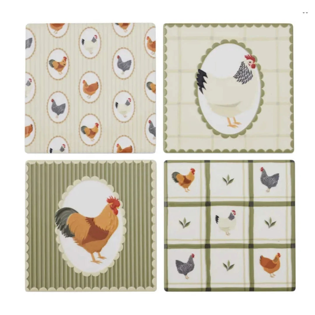 Henny Set/4 Ceramic Coasters 10cm Olive