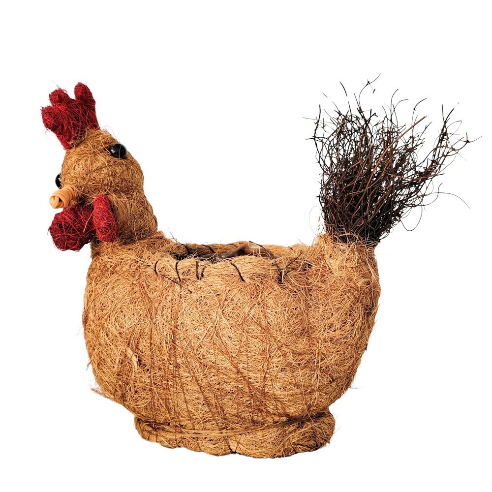 Husk Rooster Planter Brown 26cm-Pots, Planters & Vases-Urban Products-The Bay Room