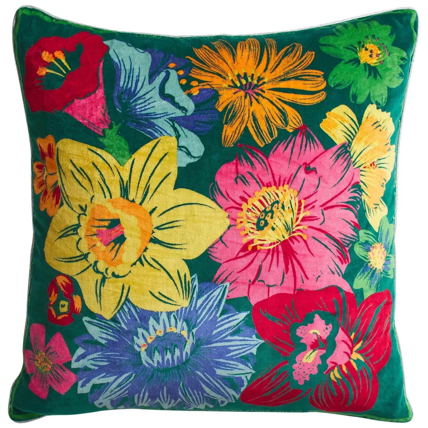 Ines Velvet Cushion - Verdant-Soft Furnishings-Sage & Clare-The Bay Room