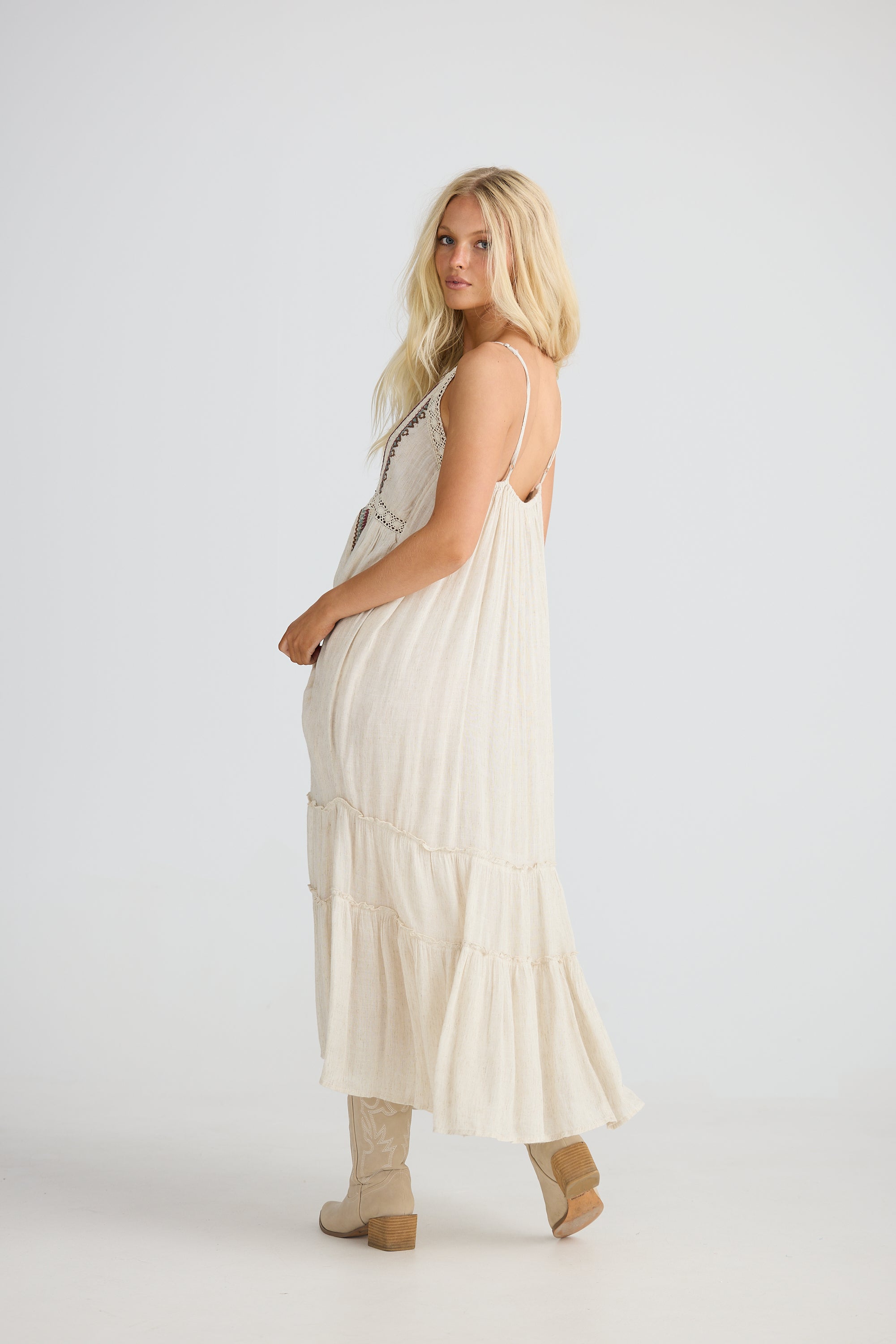 Ithika Strappy Dress - Light Natural-Dresses-Talisman-The Bay Room