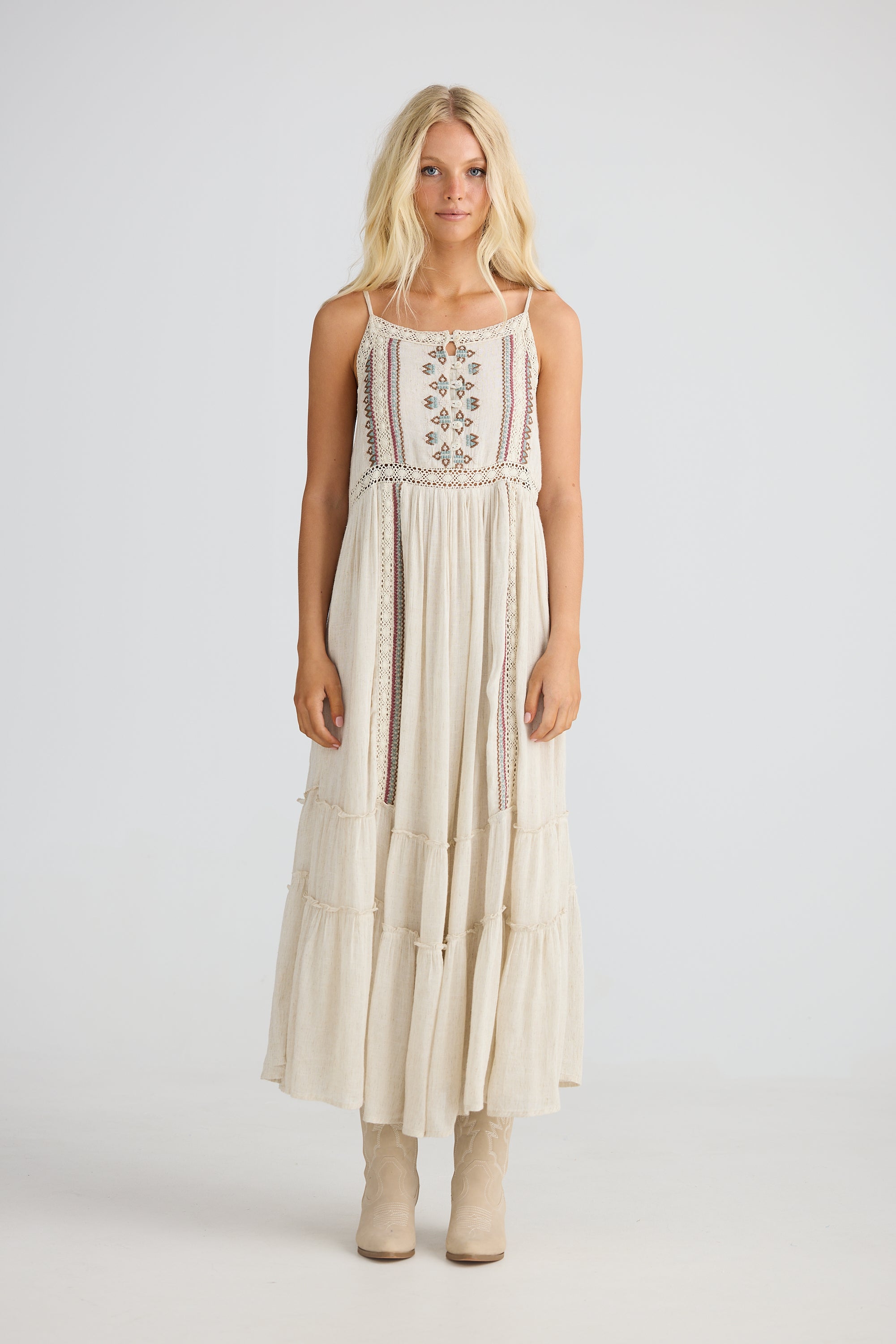 Ithika Strappy Dress - Light Natural-Dresses-Talisman-The Bay Room