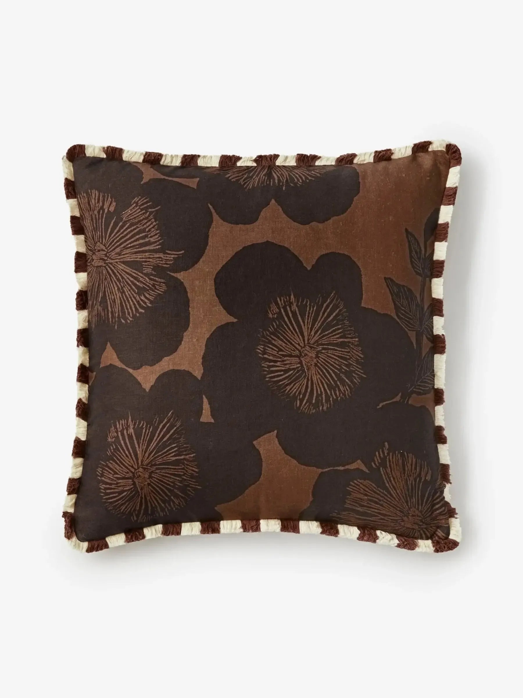 Jardin Brown Linen Cushion 60cm-Soft Furnishings-Bonnie & Neil-The Bay Room