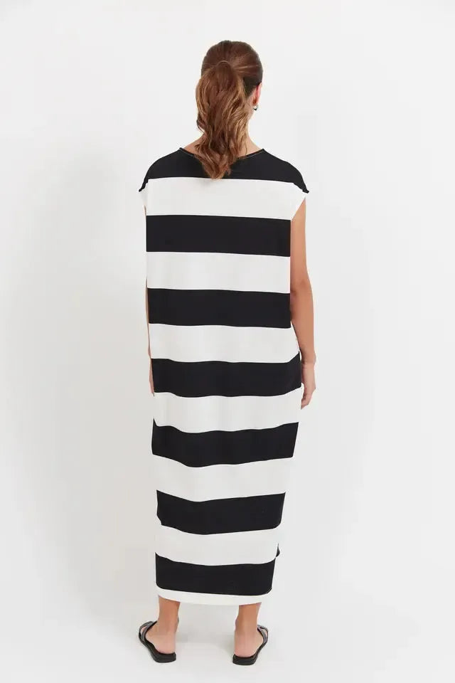 Jardin Stripe Tshirt Dress - Black-Dresses-Haven-The Bay Room