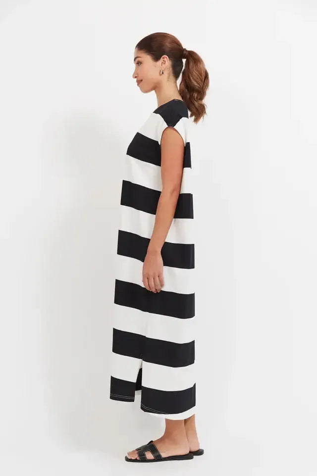 Jardin Stripe Tshirt Dress - Black-Dresses-Haven-The Bay Room