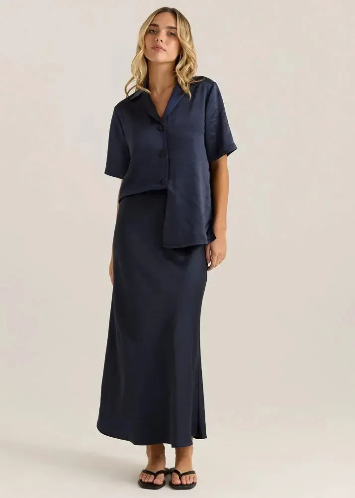 Jasper Slip Skirt - Navy-Skirts-SASS-The Bay Room