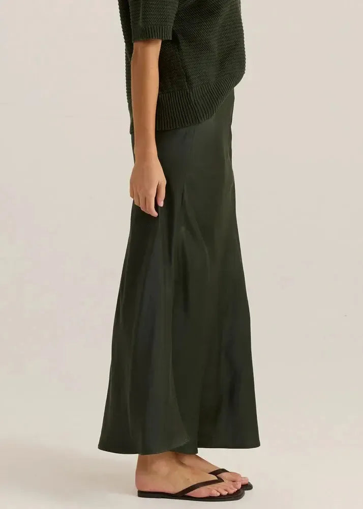 Jasper Slip Skirt - Olive-Skirts-SASS-The Bay Room
