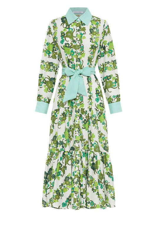 Jungle Tiered Floral Shirt Dress in Green-Dresses-Bohemian Traders-The Bay Room