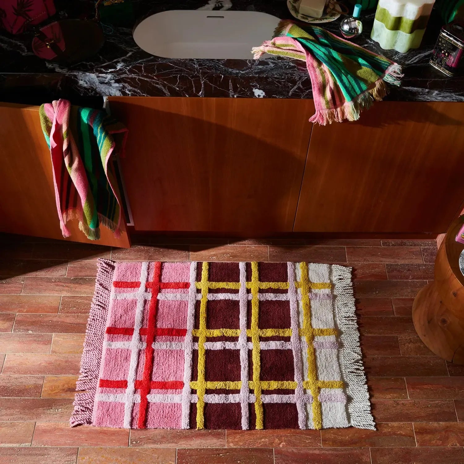 Karina Bath Mat - Rosewood-Soft Furnishings-Sage & Clare-The Bay Room
