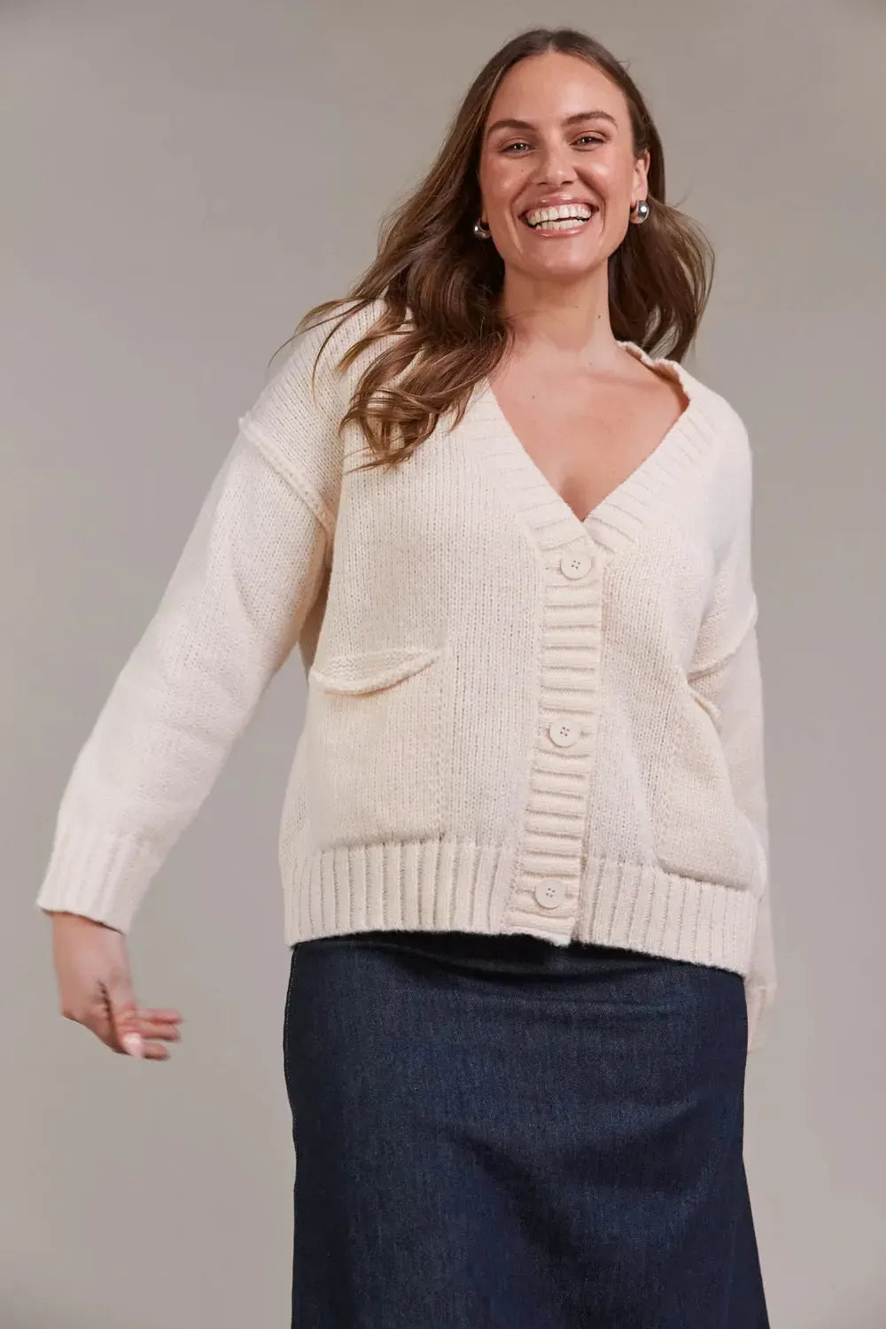 Katana Cardigan - Ecru-Knitwear & Jumpers-Eb & Ive-The Bay Room
