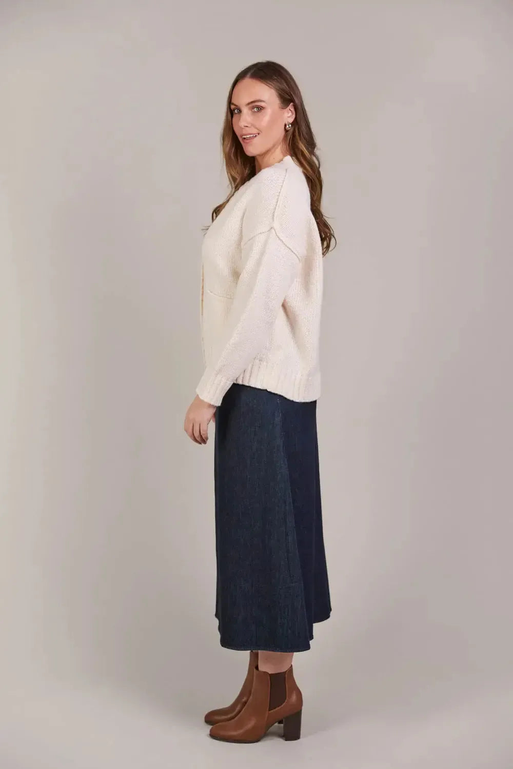 Katana Cardigan - Ecru-Knitwear & Jumpers-Eb & Ive-The Bay Room