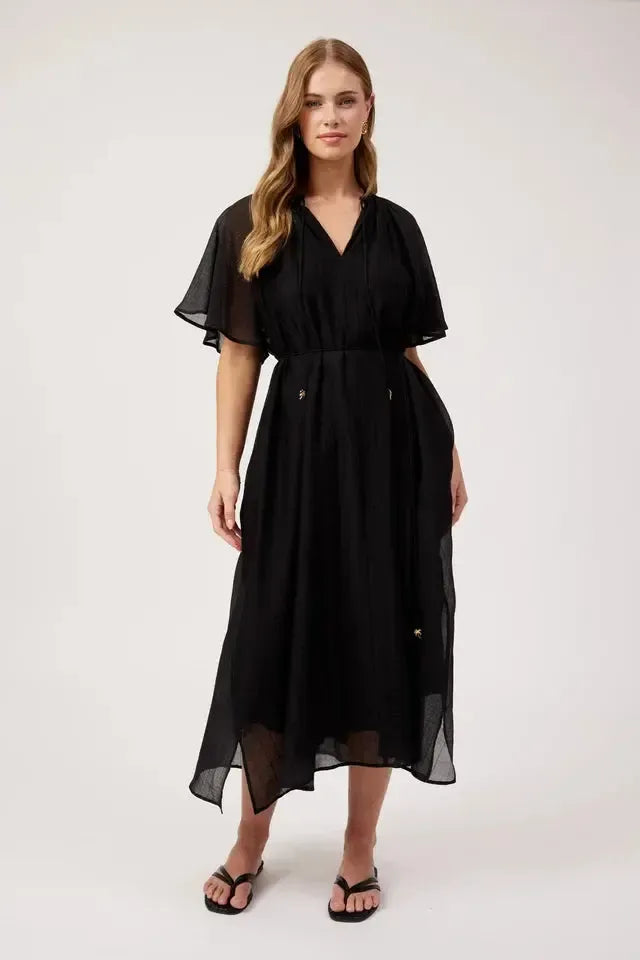 Kenya Midi Dress - Black-Dresses-Haven-The Bay Room