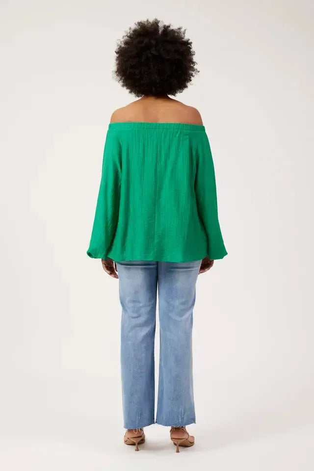Kenya Off Shoulder Top - Green-Tops-Haven-The Bay Room