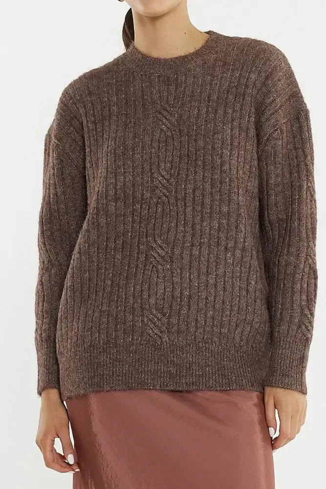 Kira Cable Jumper - Dusty Rose-Knitwear & Jumpers-SASS-The Bay Room